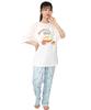SAZAC Hangyodon Cotton Pajama Short Long and Top X Women's Set, Sleeves, Pants, T-Shirt, (White Sax/L/SAN1808)