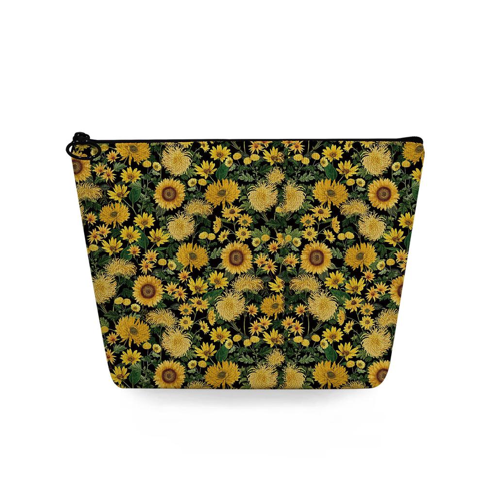 Women Sunflower Print Cosmetic Bag Toiletries Organize Travel Storage Case 6788