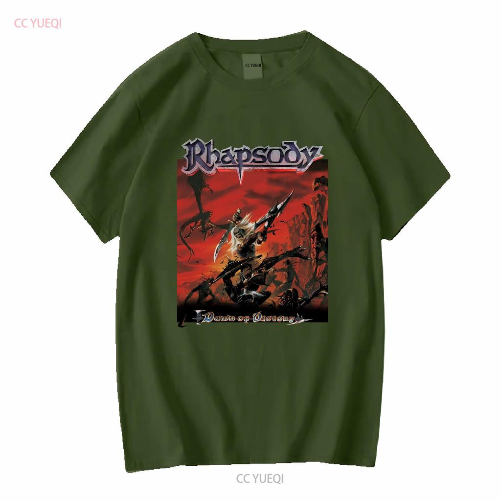 Vintage 2000 Rhapsody of Fire T Shirt Dawn Victory Long Sleeves Vintage Washed Designer Clothes Homme Casual Stylish