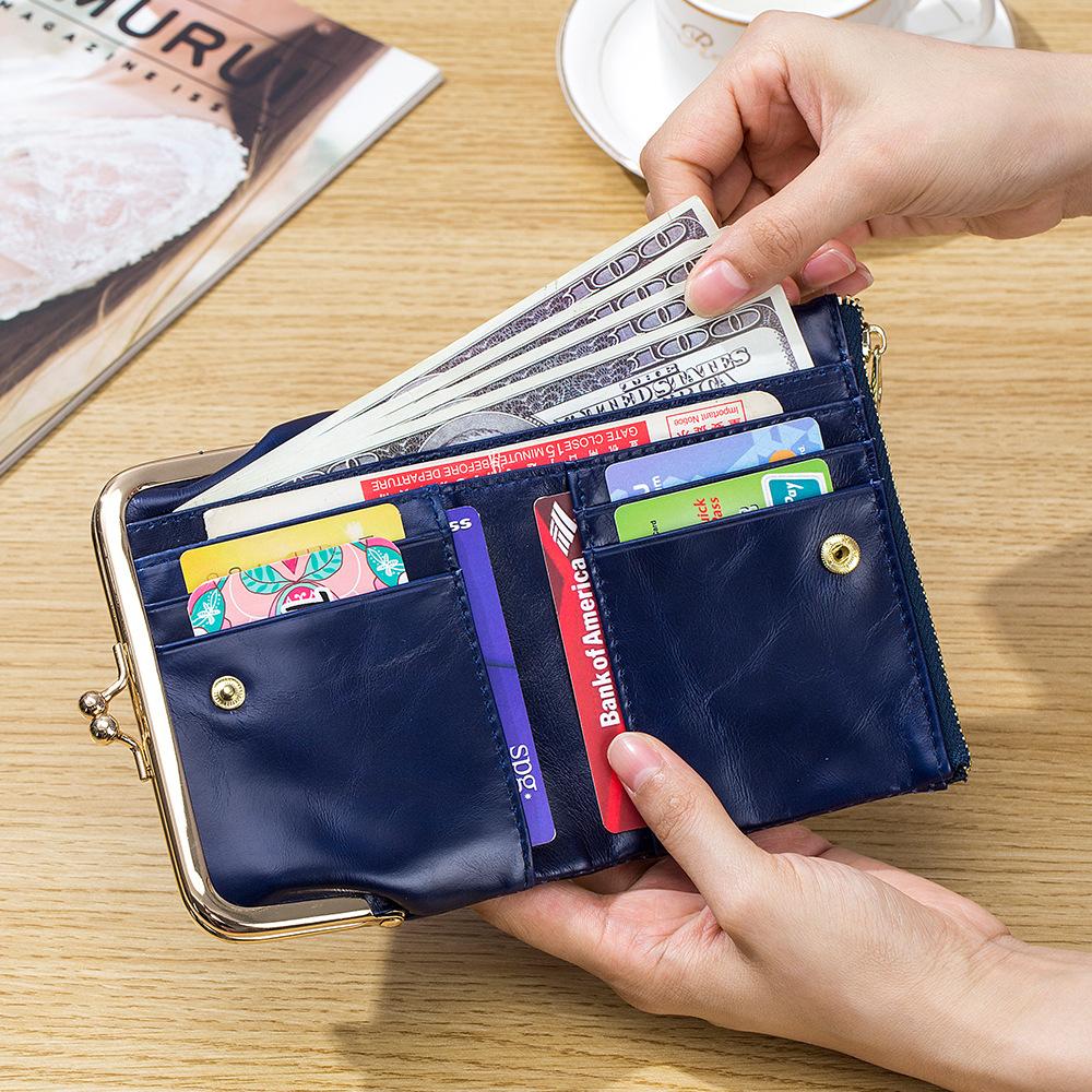 New retro clutch bag short wallet women's European and American style multi-functional clip change bag simple storage bag