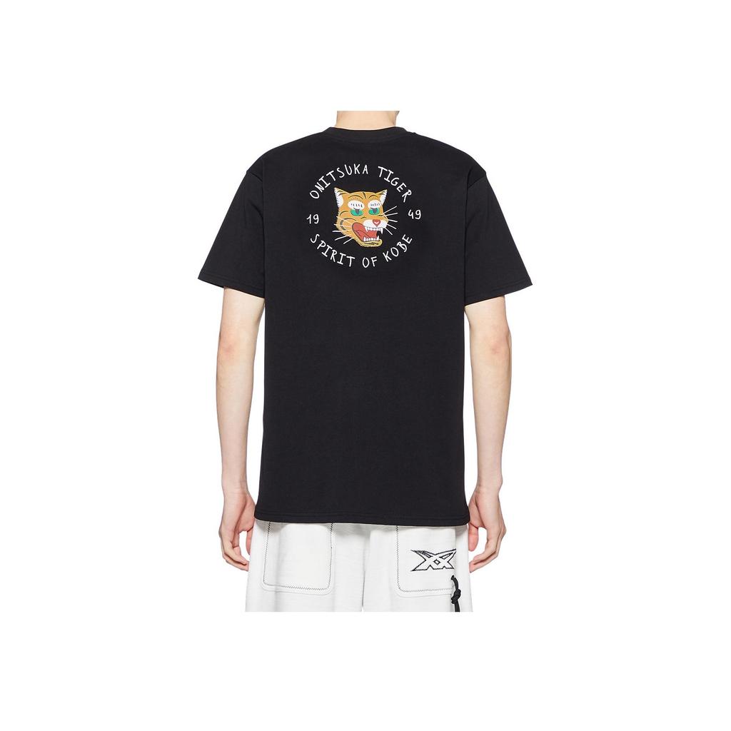 ONITSUKA TIGER Letter Print Short Sleeve T-Shirt Unisex Tops Black 2183B181-001