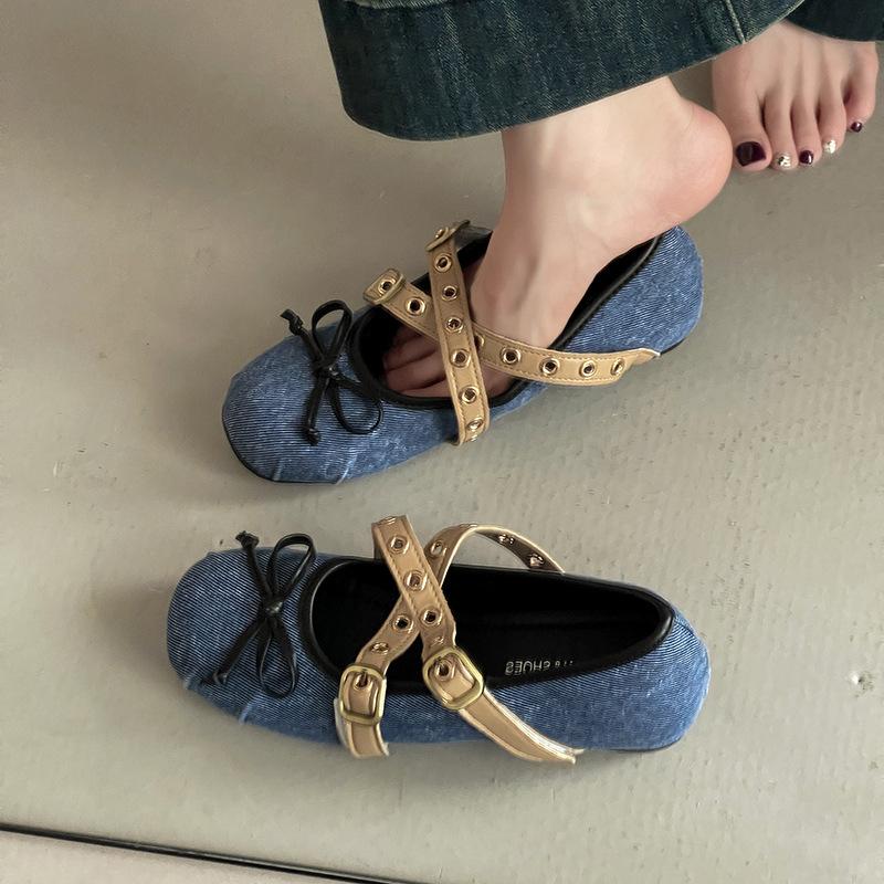Retro cross metal buckle bar shoes, rare shoes, women's summer fashion versatile design sense, inner height increase with skirt shoes