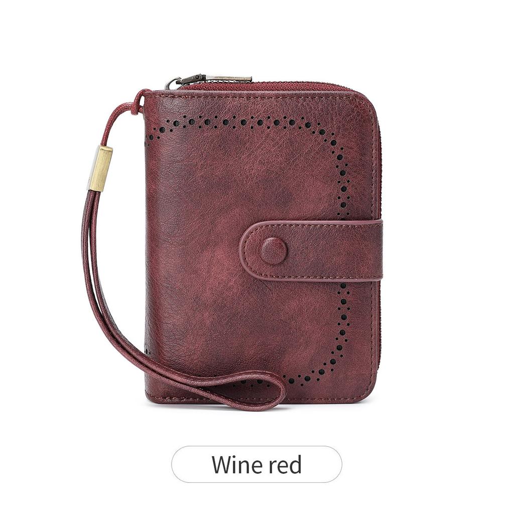 New anti-theft brush women's wallet oil wax leather short wallet retro multi-functional organ card bag