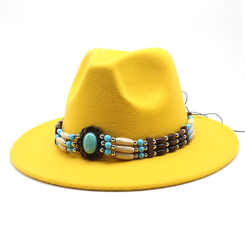 Jazz Hat Woolen Imitation Wool Felt Hat Neutral Versatile Top Hat Men'S And Women'S Cowboy Hats