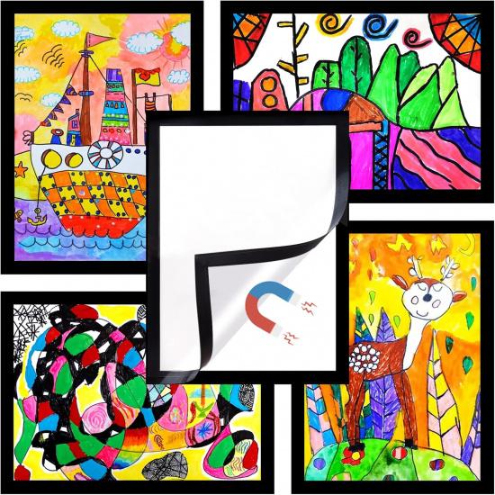 5-Pack Kids Artwork Frames Changeable, Kids Art Display Frame with Self Adhesive Backing, Magnetic Children Artwork Storage Frames, A4 Picture Frames 5-Pack