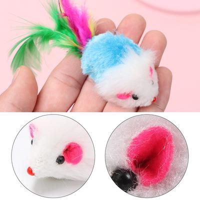 10Pcs Funny Feather Tail Gift Cat Mouse  Interactive Cat Toy Mice Rattle Set Kittens