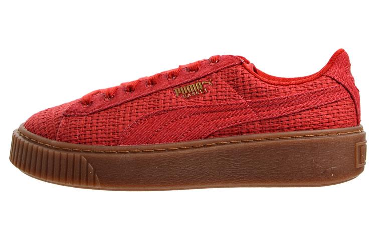 PUMA Basket Platform Woven High Risk Red/Gold Women s 364847-01 36
