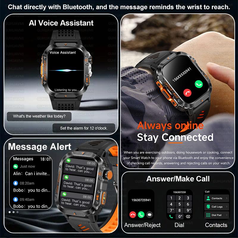 New Outdoor Sport GPS Position Smart Watch Men 10ATM Waterproof Compass Altimeter Bluetooth calling Fitness Smart Watch