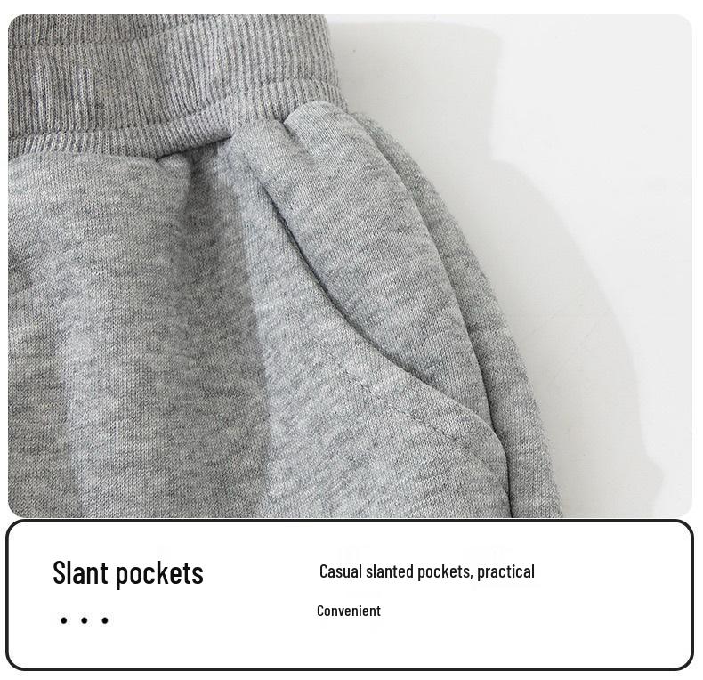 2025 Stylish Boys' and Girls' Solid Color Sweatpants with Ribbed Cuffs for Autumn and Winter