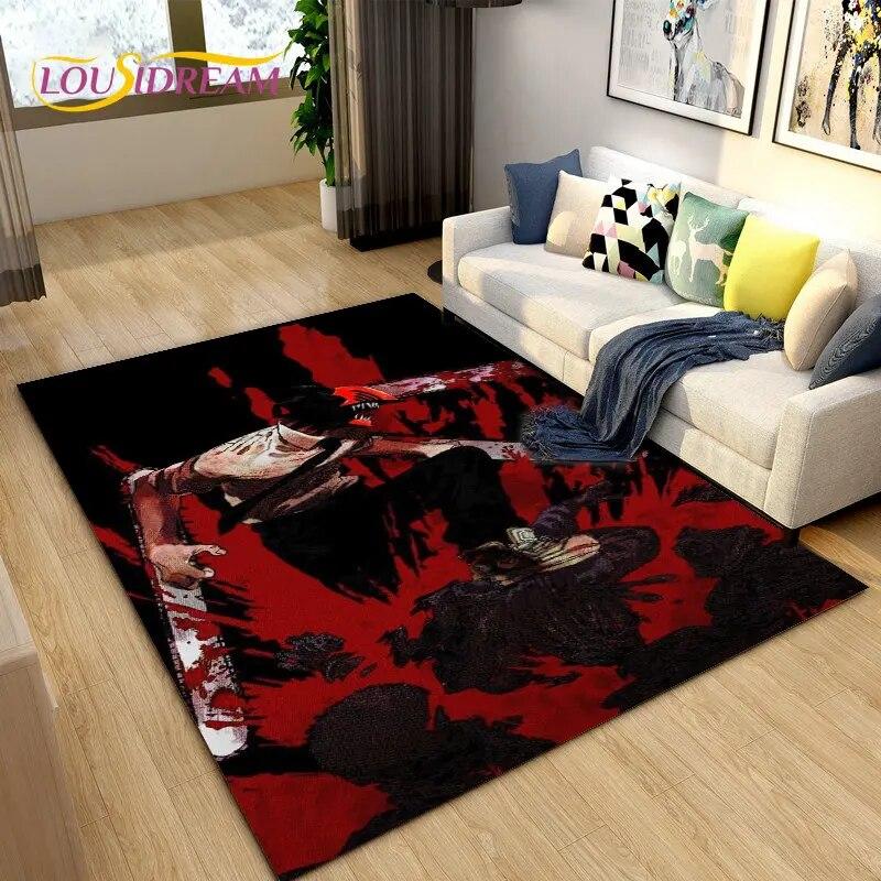3D Chainsaw Man Anime Denji Cartoon Area Rug,Carpet Rug for Living Room Bedroom Sofa Doormat Decoration, Kids Non-slip Floor Mat