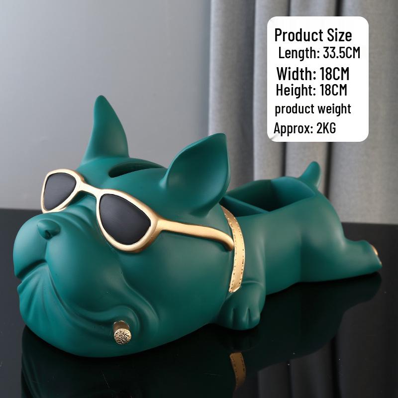 Nordic Bulldog Multifunctional Hand-Painted Tissue Box & Decorative Storage Ornament