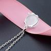 Tancise Fashion  Silver Necklace with Moonstone Pendant for Women Wedding Engagement Party Jewelry Gift