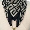 Women's Silk Magnetic Buckle Scarf: Versatile Square Scarf, Cotton Linen Neck Protector, All-Match Triangle Pendant Scarf Necklace.