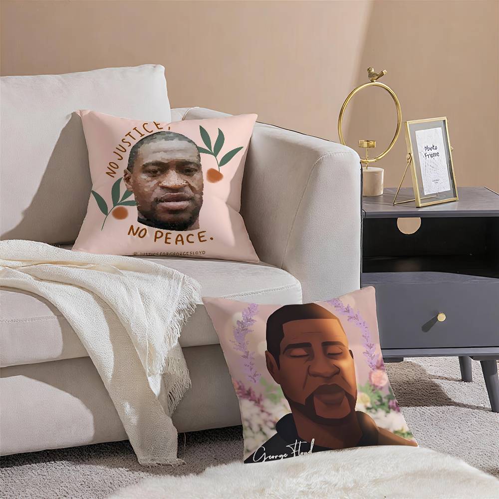 Famous G-George F-Floyd Pillow Case Anti-dustmite Pillowcase Invisible Zipper Silky Short Plush Sofa Cushion Cover