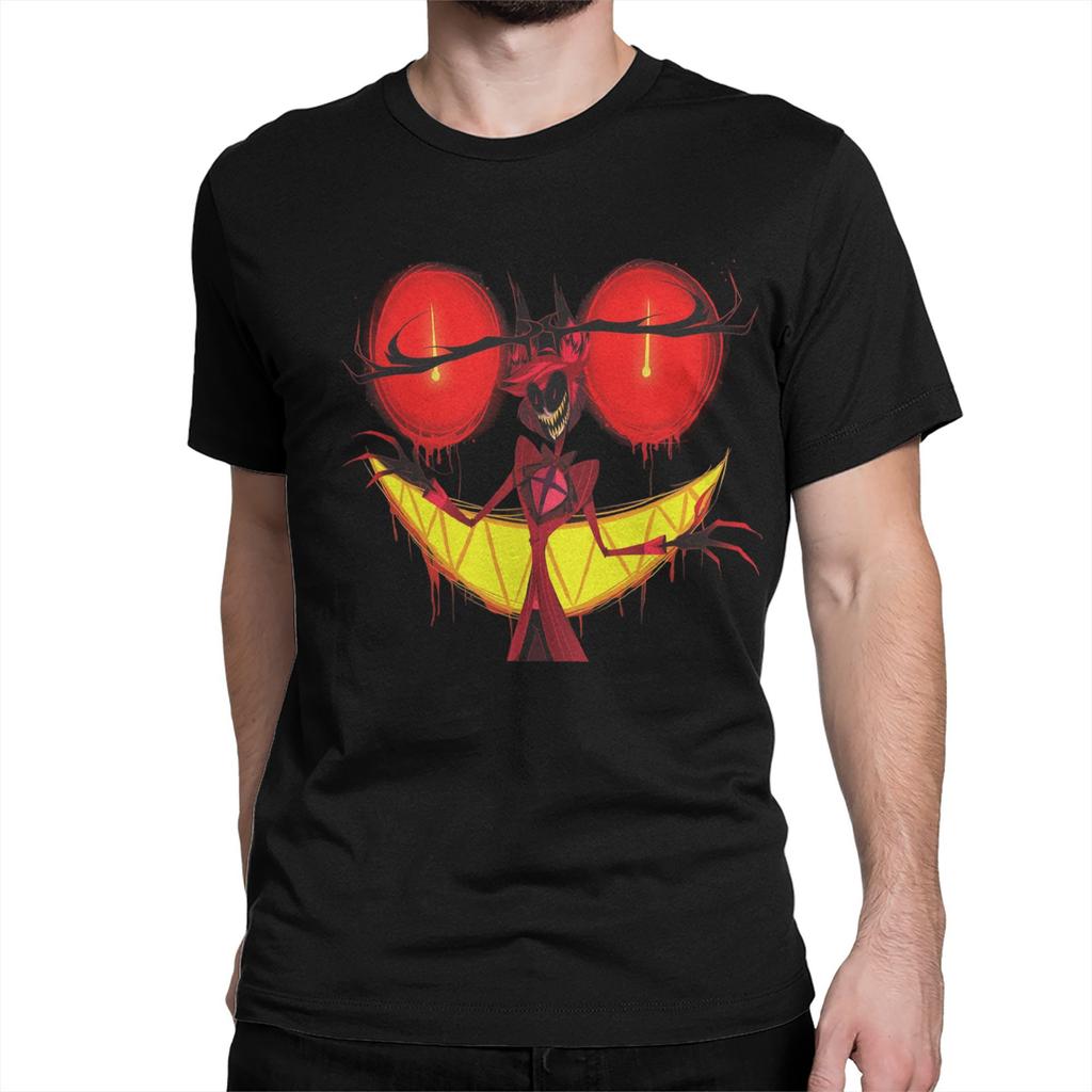 Men Women T-Shirt Loona Don't Care Dark Creative Cotton Tee Shirt Short Sleeve Helluva Boss Anime T Shirts Clothing Graphic