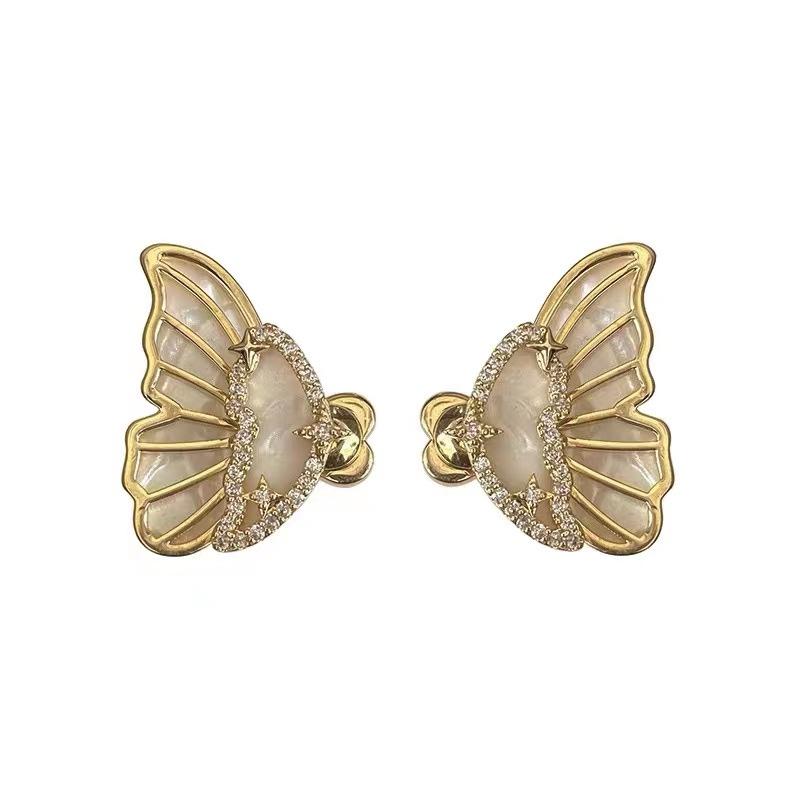 Premium butterfly stud earrings~ ins light luxury simple temperament earrings women's new niche design earrings