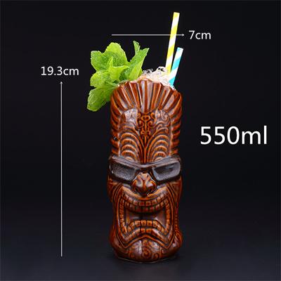 Tazas Tiki de 400 ml, taza para cóctel, cerveza, vino, tazas de cerámica Tiki, artesanías, tazas creativas hawaianas