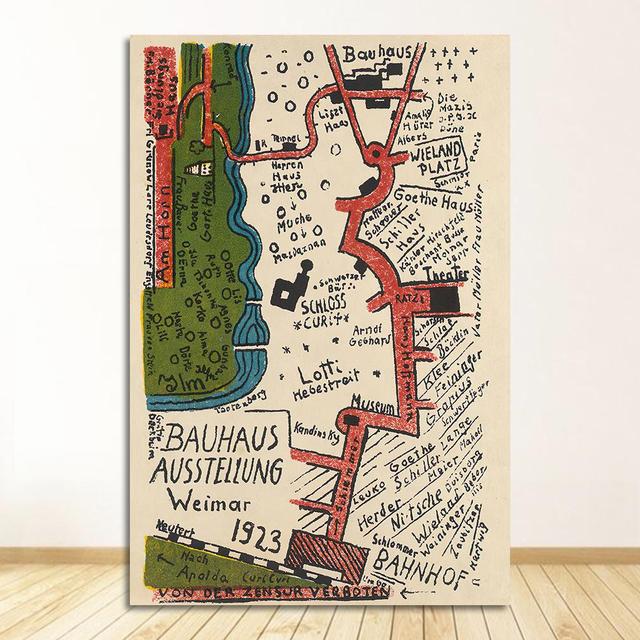 1923 Weimer Exhibition Abstract Artwork Modern Art Wall Art Canvas Painting Silk Poster Home G689 Art Decor Bauhaus Ausstellung