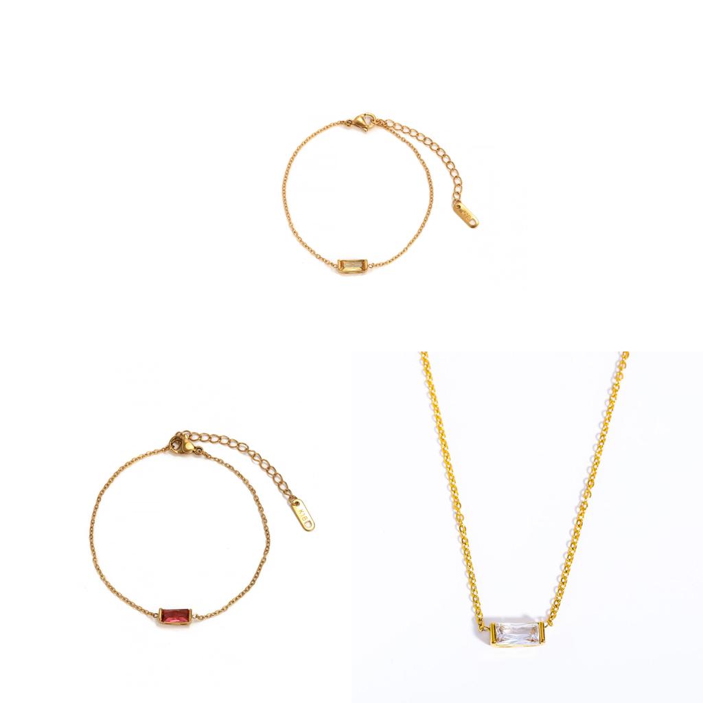 Titanium Steel Birthstone Pendant Necklace For Women Men With Geometric Design