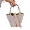 Cross-border direct supply, first-layer cowhide mini vegetable basket 14cm exquisite handbag, hand-held high-end versatile bucket bag