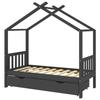 VidaXL Children's Bed Frame with Drawer Dark Grey Solid Pine 80x160 Cm, Wooden Bed Frame for Child, Bed, Bed for 322152