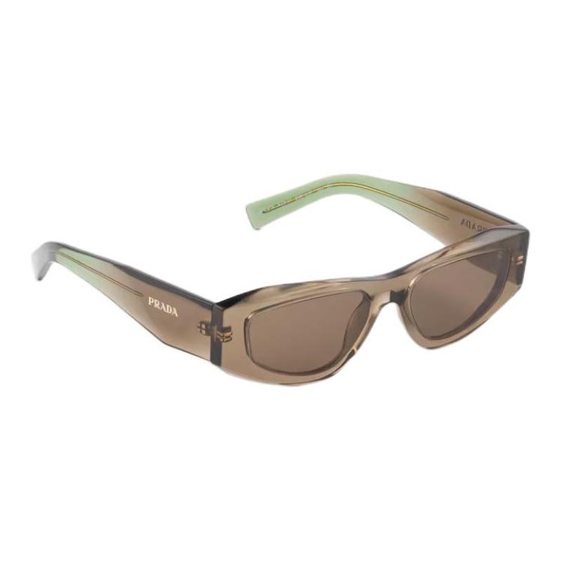 Prada Brand Logo Acetate Irregular Sunglasses Men's Transparent Bark Brown