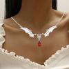 Gothic Vampire Bat Clavicle Chain Sweater Necklace Halloween Witch Bat Waterdrop Pendant Necklace Gift for Bat Lover
