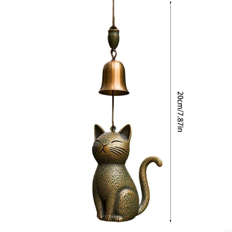 62KD Cats Wind Chimes Outdoor and Indoor Decoration Rustproof Metal Soothings Sound Garden Porch Hanging Ornament