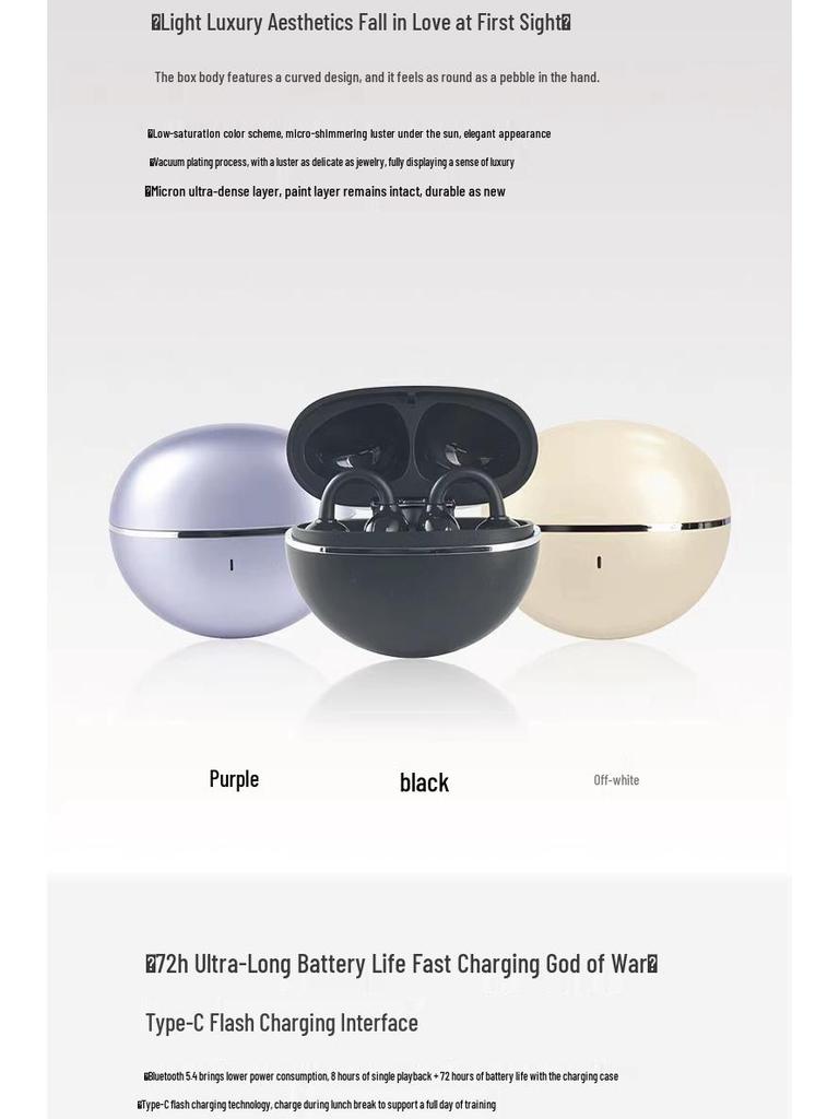 GTS15 Open-Ear Wireless Bluetooth Headphones - Air Conduction, In-Ear, Sport Ear Clip, Unisex Gift.