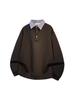 Men's Two-in-One Patchwork Color Block Hoodie, 2025 Spring/Autumn Trend, Loose Long Sleeve Plaid T-Shirt