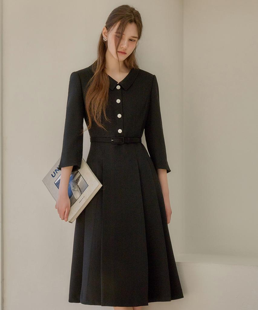 Julie And Kara 26Ss Calla138 Shebigins March Tweed Dress Black