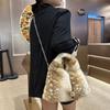 New Fluffy Deer Pattern Shoulder Bag Soft Faux Fur Bag Versatile Crossbody Bag Winter Autumn