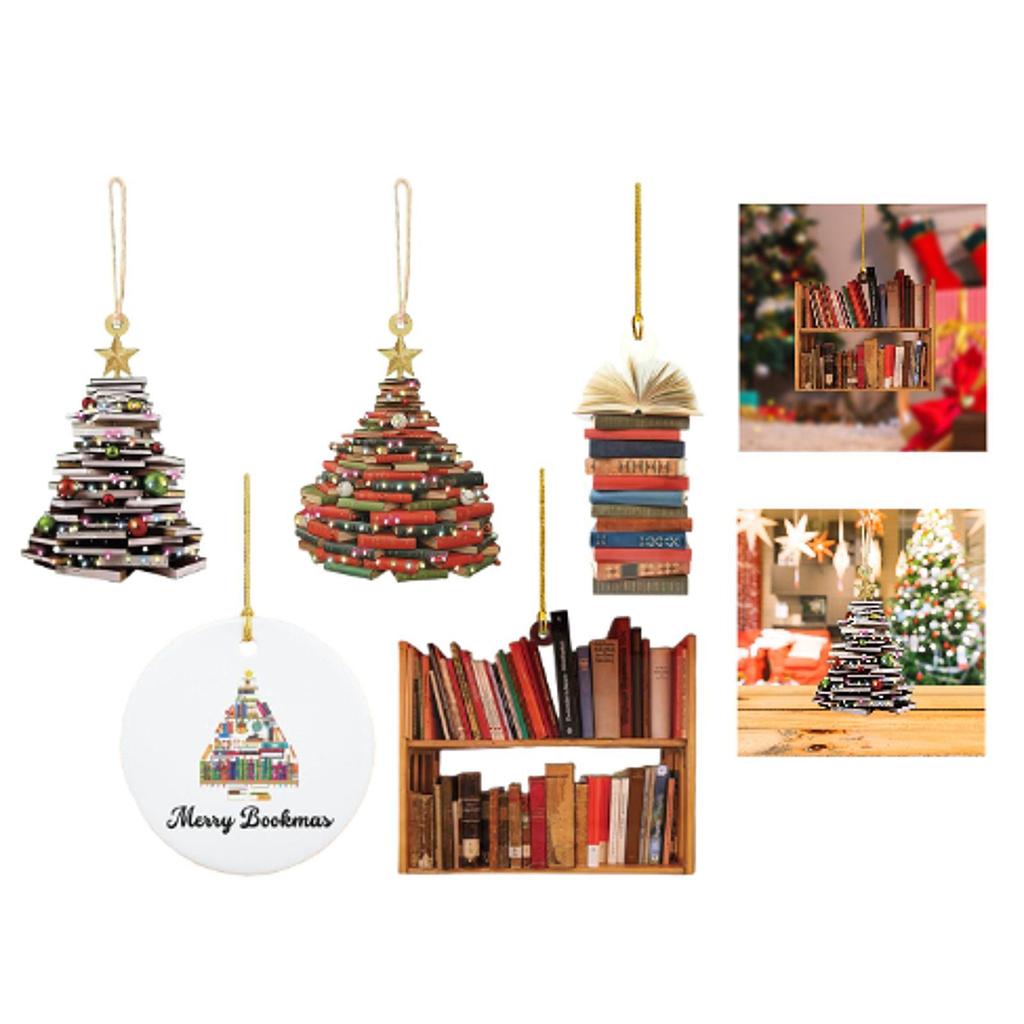 Book Christmas Tree Decoration Party Favors Home Decoration Stack of Books Pendant for Yard Festivals Wall Shelves Holiday