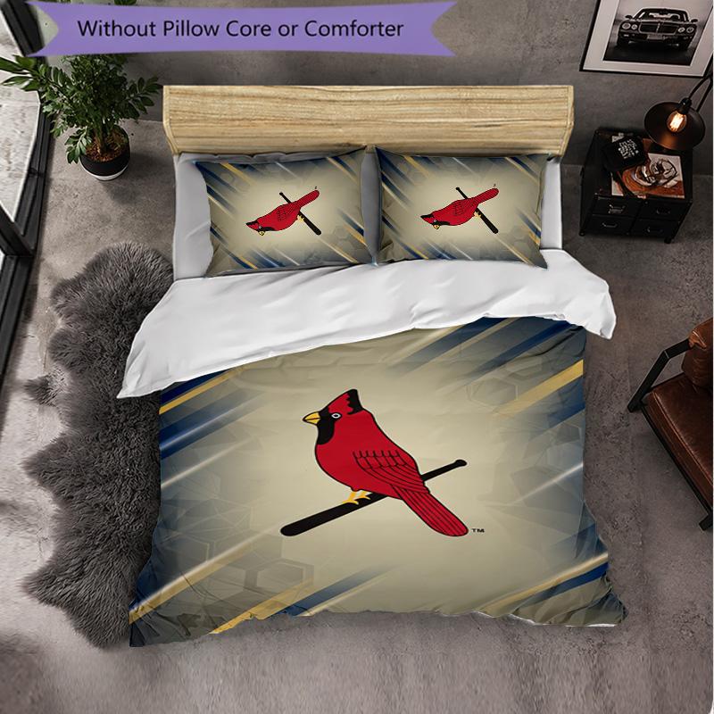 St. Louis Cardinals Pattern Microfiber 3Pcs Bedding Set Decor Duvet Cover Set For Bedroom Home Use
