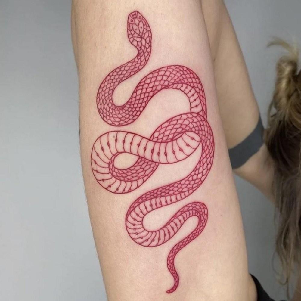 Black Snake Red Snake Large Tattoo Sticker, Snake (red), 1 Piece
