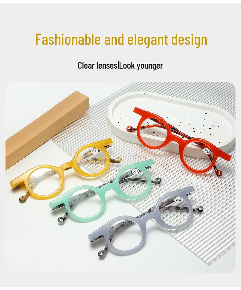 European Retro Round Frame Color-Block Reading Glasses - Stylish, Versatile, Niche Eyewear.