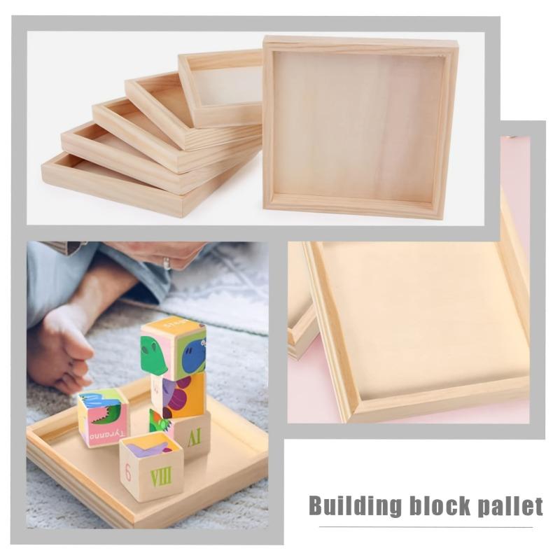 12/20pc Unfinished Wooden Craft Trays Square Multi-Purpose Display Platform DIY Painting Dyeing 3D Puzzles Art Projects Supplies