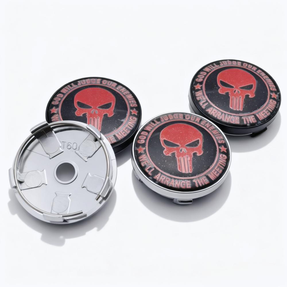 4pcs Skull Logo Emblem Car Wheel Center Caps 60MM 56MM Wheels Hub Cap Skulls Heads Badge Rim Hubcaps Dust Cover Car Accessories