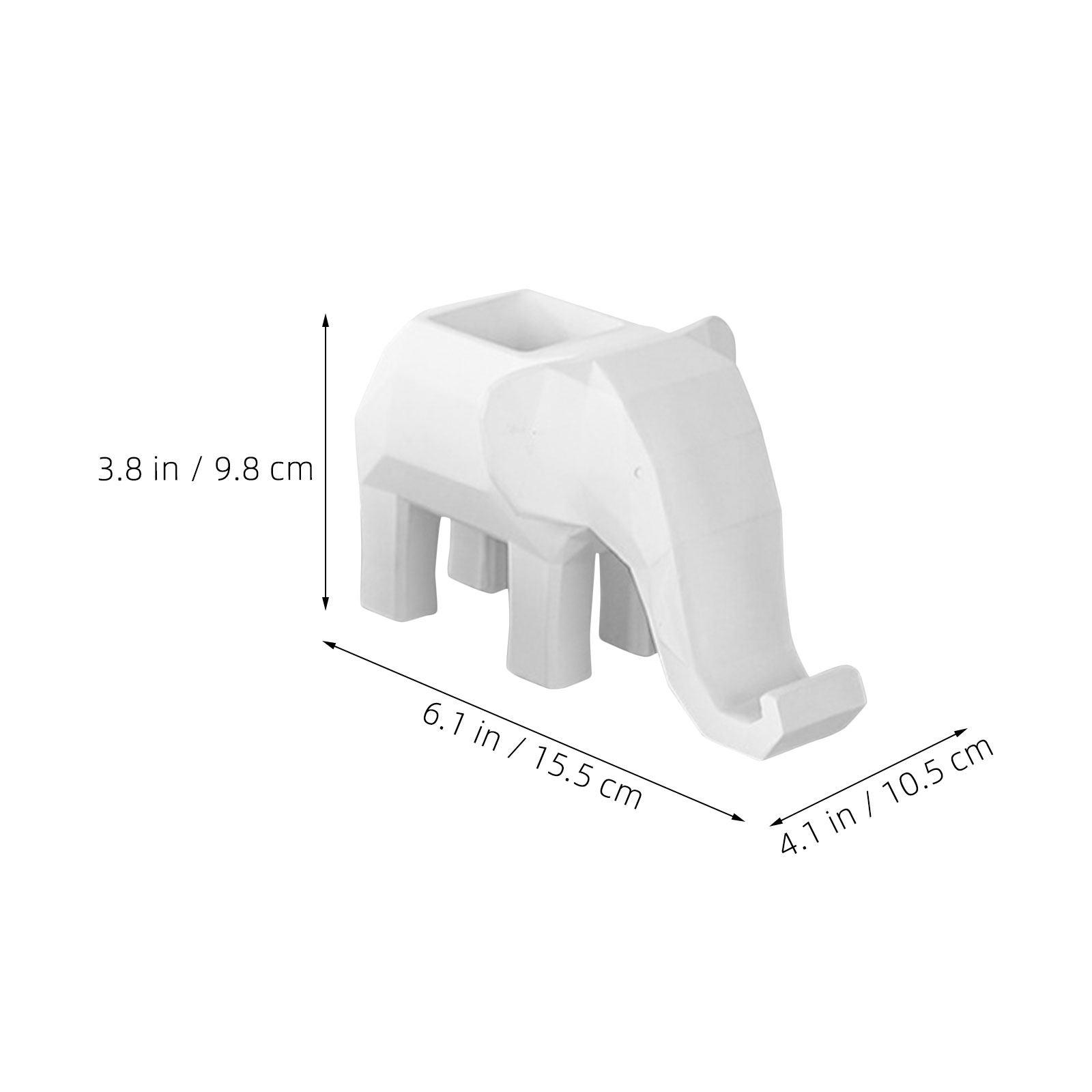 Elephant Pen Pencil Holder Resin Geometric Desk Organizer Phone Stand Desktop Storage Office School Stationery Container Gift белый