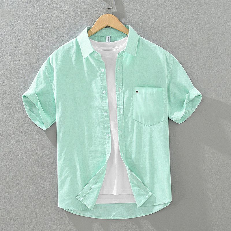 Foreign Trade Surplus Simple Soft Short-Sleeve White Shirt for Men, Comfortable High-End Casual Breathable Shirt