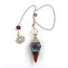 Antique Silver Seven Chakra Crystal Resin Pendulum with Semi-Precious Chips Pendant