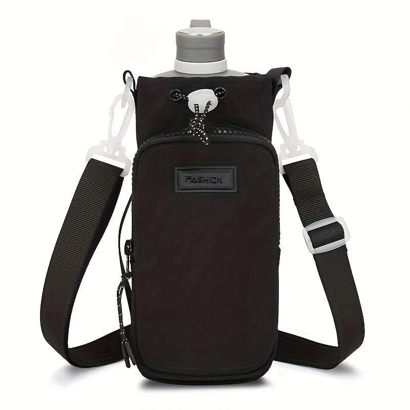 

Утепленный чехол для бутылки с водой с регулируемым плечевым ремнем, холщовая сумка кроссбоди большой вместимости, подходит для занятий спортом на открытом воздухе и пеших походов чёрный