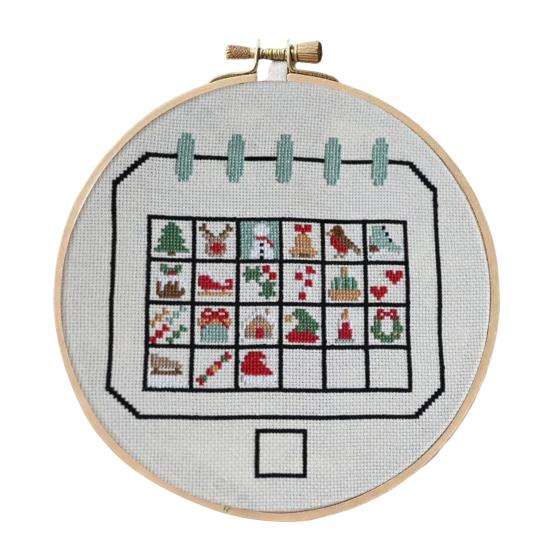 Christmas Advent Calendar Cross Stitch Kit DIY Countdown Embroidery Set with 24 Days Patterns Creative Holiday Gift for Beginners