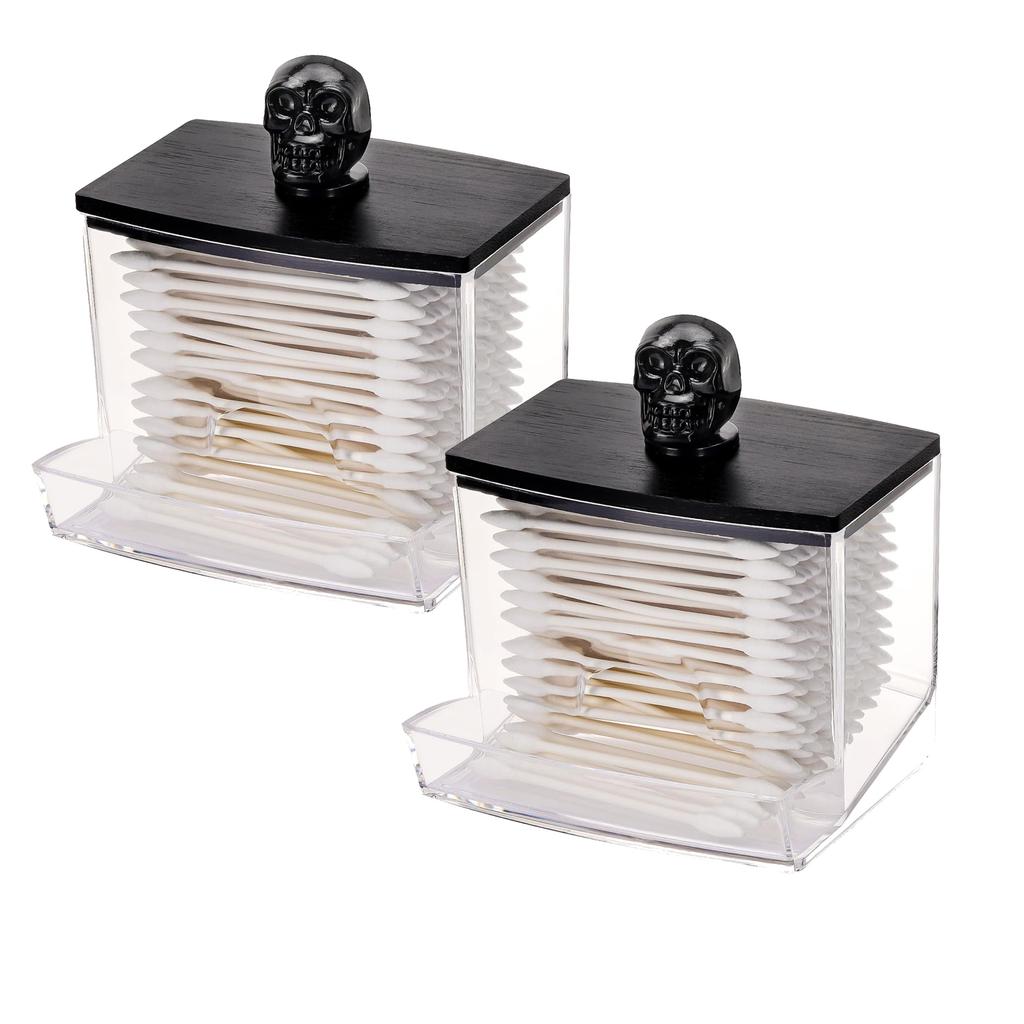 Qtip Holder Dispenser Clear Bathroom Organizer Accessories Decor Halloween for Storage-Qtips Cotton Ball Holder, Cotton Swabs