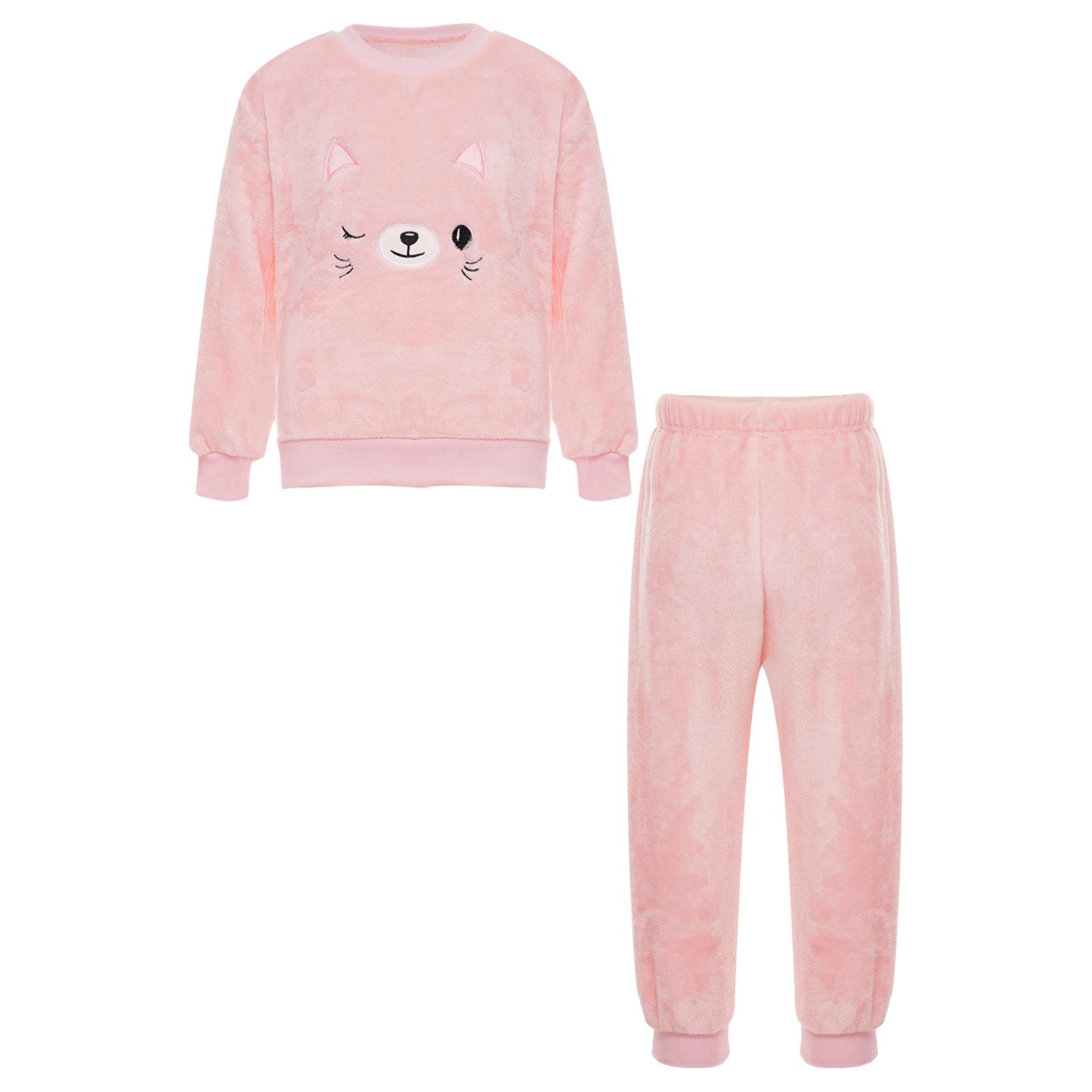 

Зимняя детская фланелевая домашняя одежда для мальчиков и девочек, унисекс, детская пижама, комплект для сна, длинный рукав, круглый вырез, топ с рисунком кота/динозавра и штаны 130