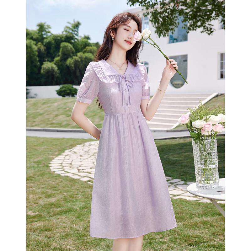 Elegantes einfaches Damen-Midikleid mit kurzen Ärmeln