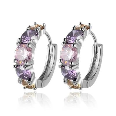 Einzigartige Lila Zirkonia Creolen für Damen Luxus Charmante Hochzeitsfeier Accessoires Farbe Mode Schmuck