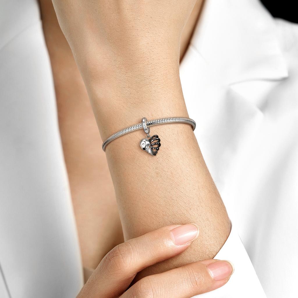 Original Skull Heart Skeleton Pendant Punk Style Personality Sterling Silver Pendant Diy Beaded Bracelet S925 Silver Accessories