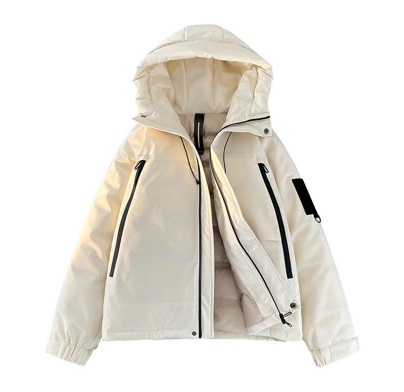 Unisex White 90% Duck Down Hooded Winter Jacket - Warm, Versatile, and Thickened for Youth Casual Wear