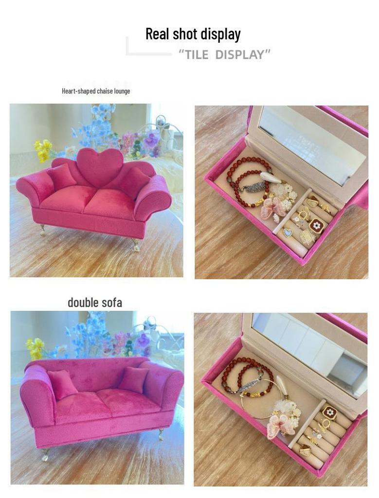 Dutch Velvet Jewelry Box: Sofa-Style Ornament & Ring Storage for 1:12 Dollhouse